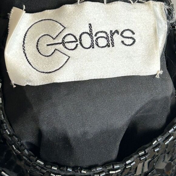 CEDARS VINTAGE SILK SEQUIN PARTY DRESS SIZE 4 Gold Purple Mini Long Sleeve 80s - Picture 16 of 16